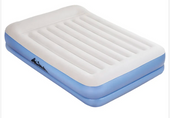 Compact, modern inflatable mattress, highlighting portability and comfort for travel use.