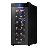 “Modern wine fridge with dual temperature zones and UV-protected glass door, designed to preserve wine quality by maintaining optimal storage conditions.”
