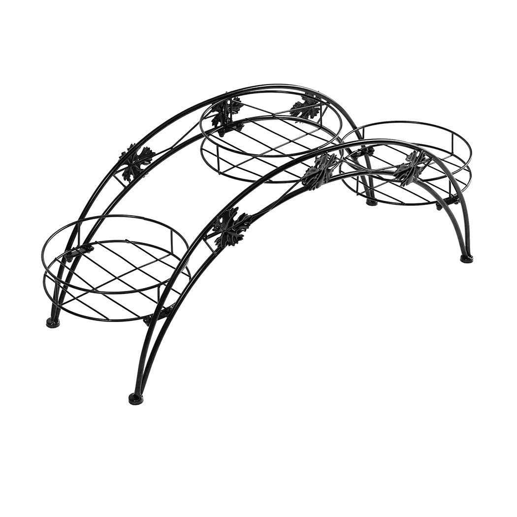 Levede Plant Stand Outdoor Indoor Metal Black-2018816657631350785