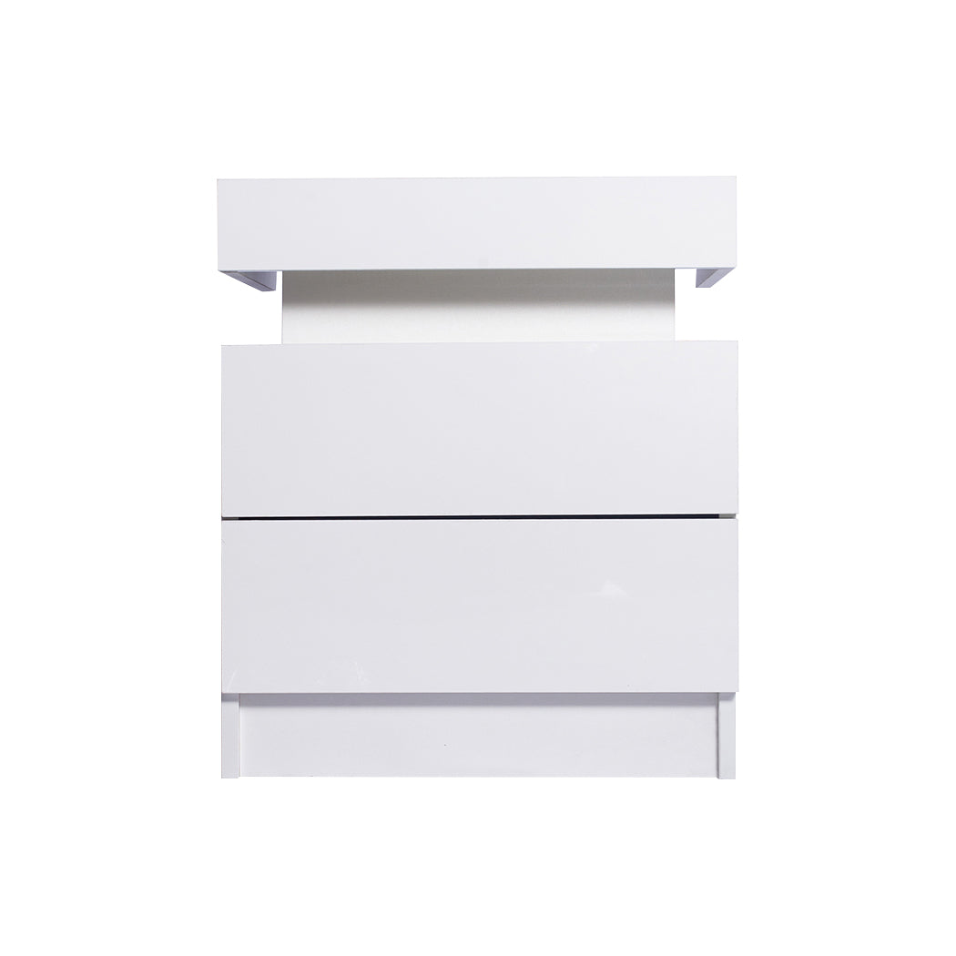 Levede Bedside Tables RGB LED Side Table White-2006733164277534721