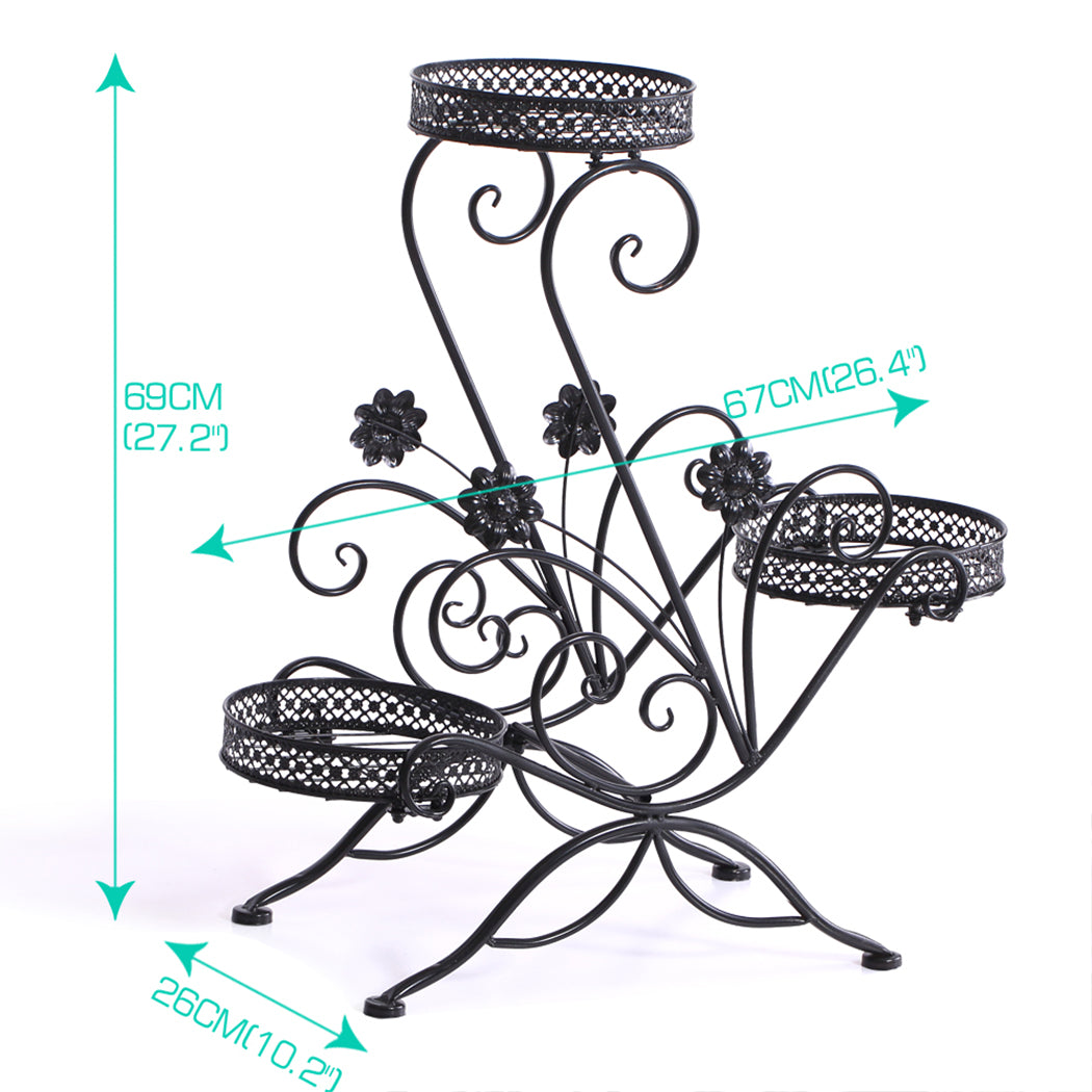 Levede Plant Stand Outdoor Indoor Metal Black-2006732927412604930