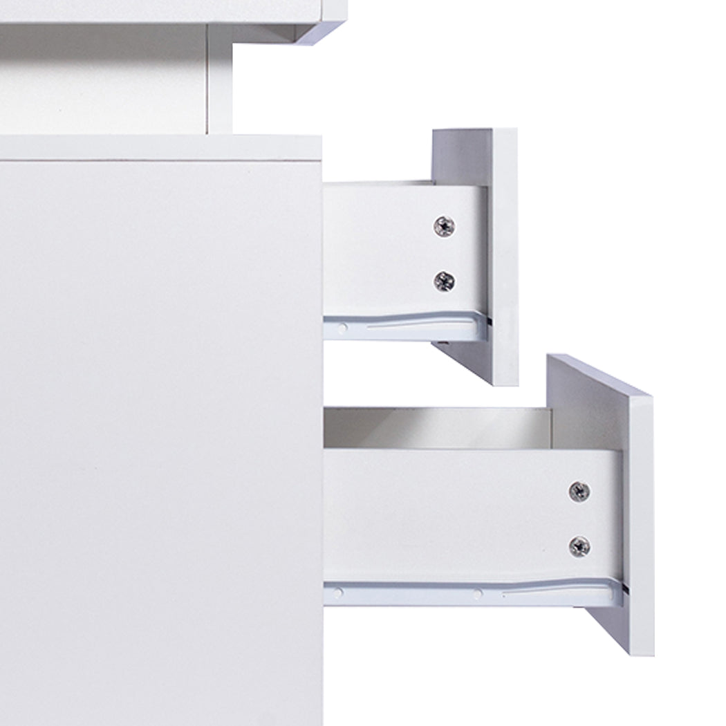 Levede Bedside Tables RGB LED Side Table White-2006733164277534723