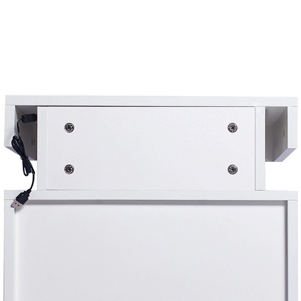 Levede Bedside Tables RGB LED Side Table White-2006733164277534724