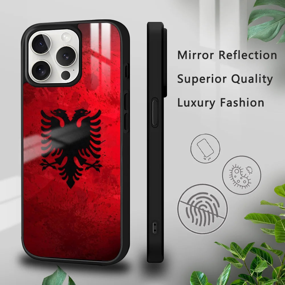 Albania flag Phone Case For iPhone 16 15 14 13 12 11 Pro Xs Max Mini Plus Celulares Hard Funda