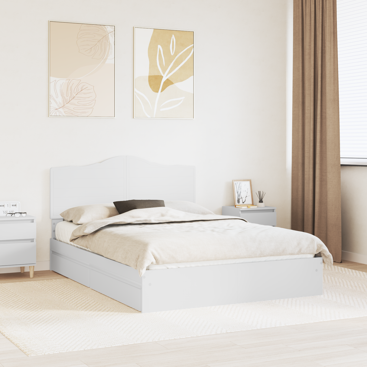 Storage Bed with Drawer White 150 x 200 cm Engineered Wood