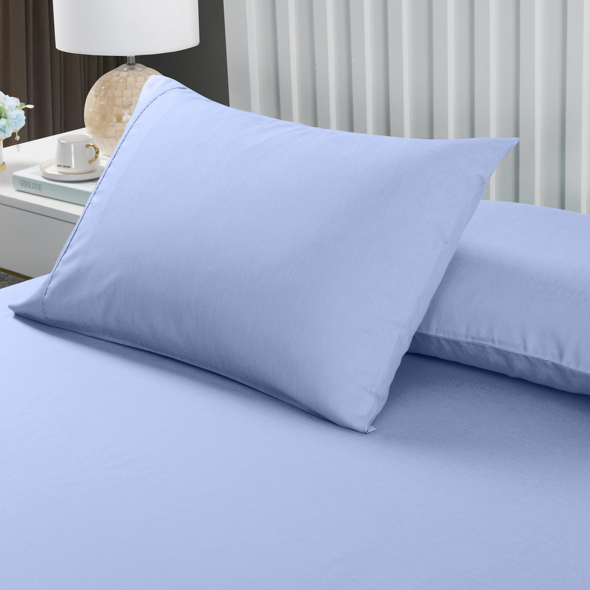 Royal Comfort Bamboo Cooling 2000TC 3-Piece Combo Set - Double -Light Blue-1951134873502748675