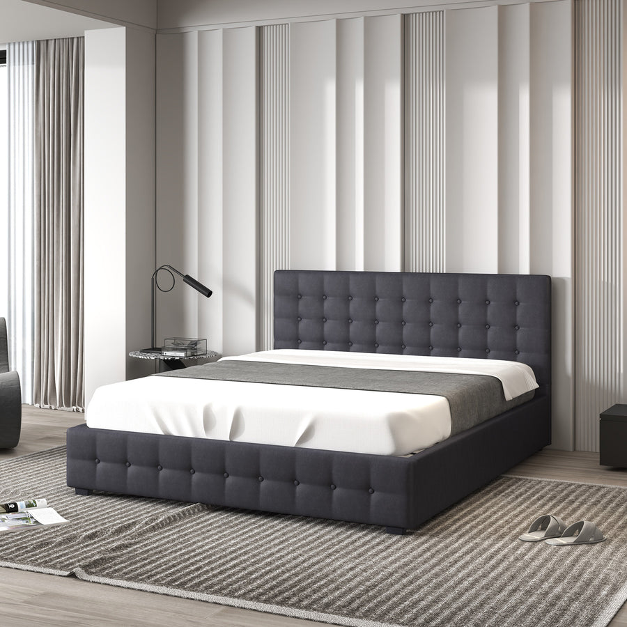Milano Decor Eden Gas Lift Bed - Dark Grey - Single-1951134897183789057