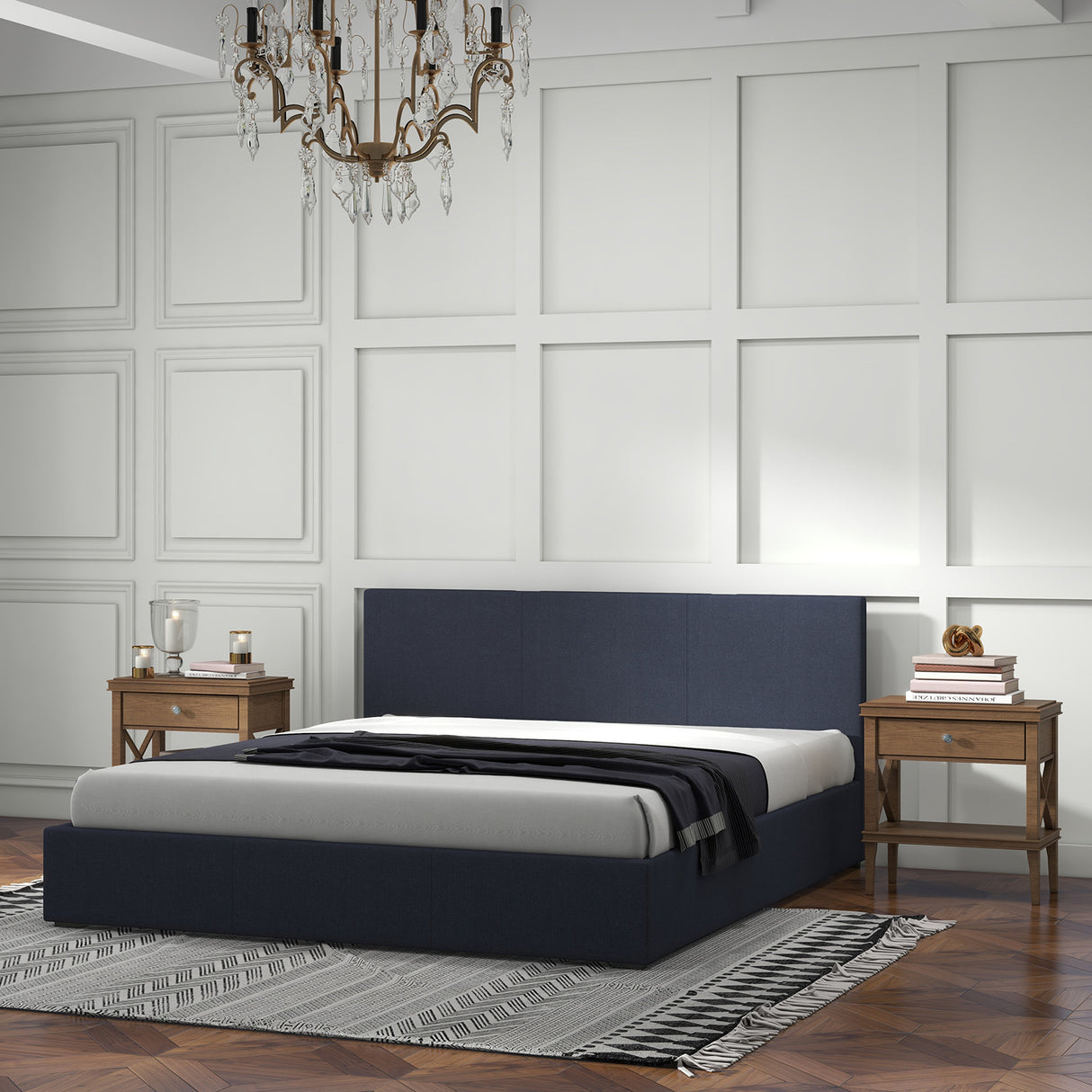 Milano Luxury Gas Lift Bed with Headboard (Model 1) - Charcoal No.35 - Double-1951134898253336583