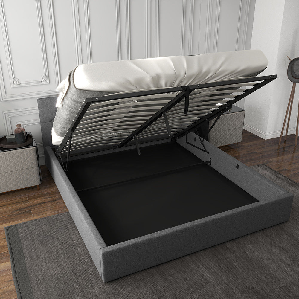 Milano Capri Luxury Gas Lift Bed With Headboard (Model 3) - Grey No.28 - King Single-1951134900623118339