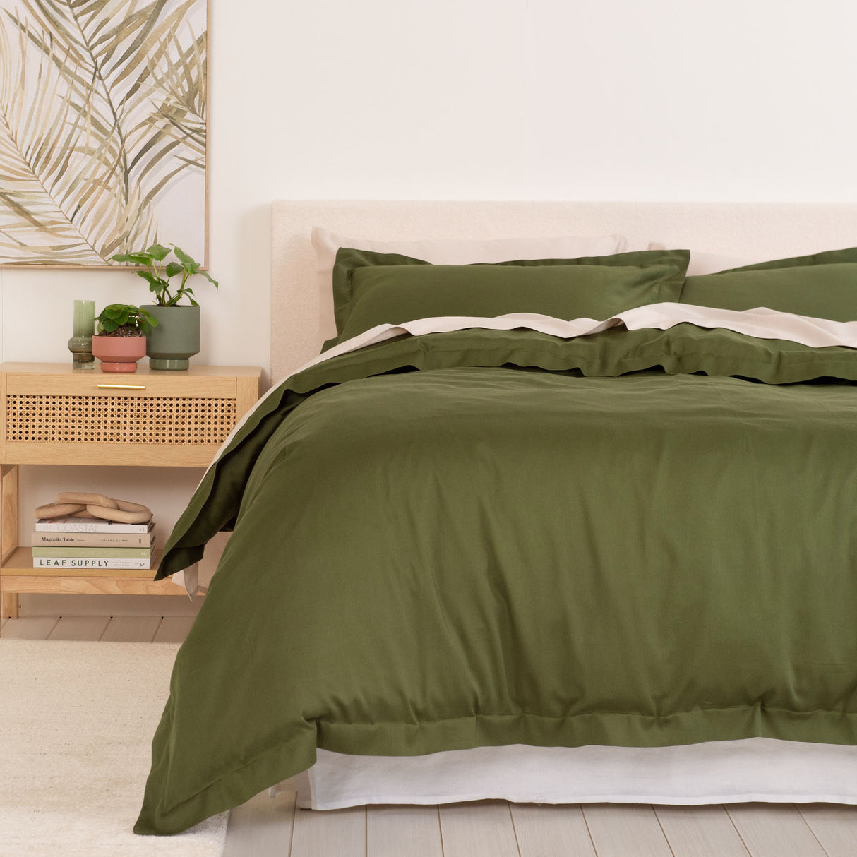 Royal Comfort - Balmain 1000TC Bamboo cotton Quilt Cover Sets (Queen) - Olive-1951134829466750976
