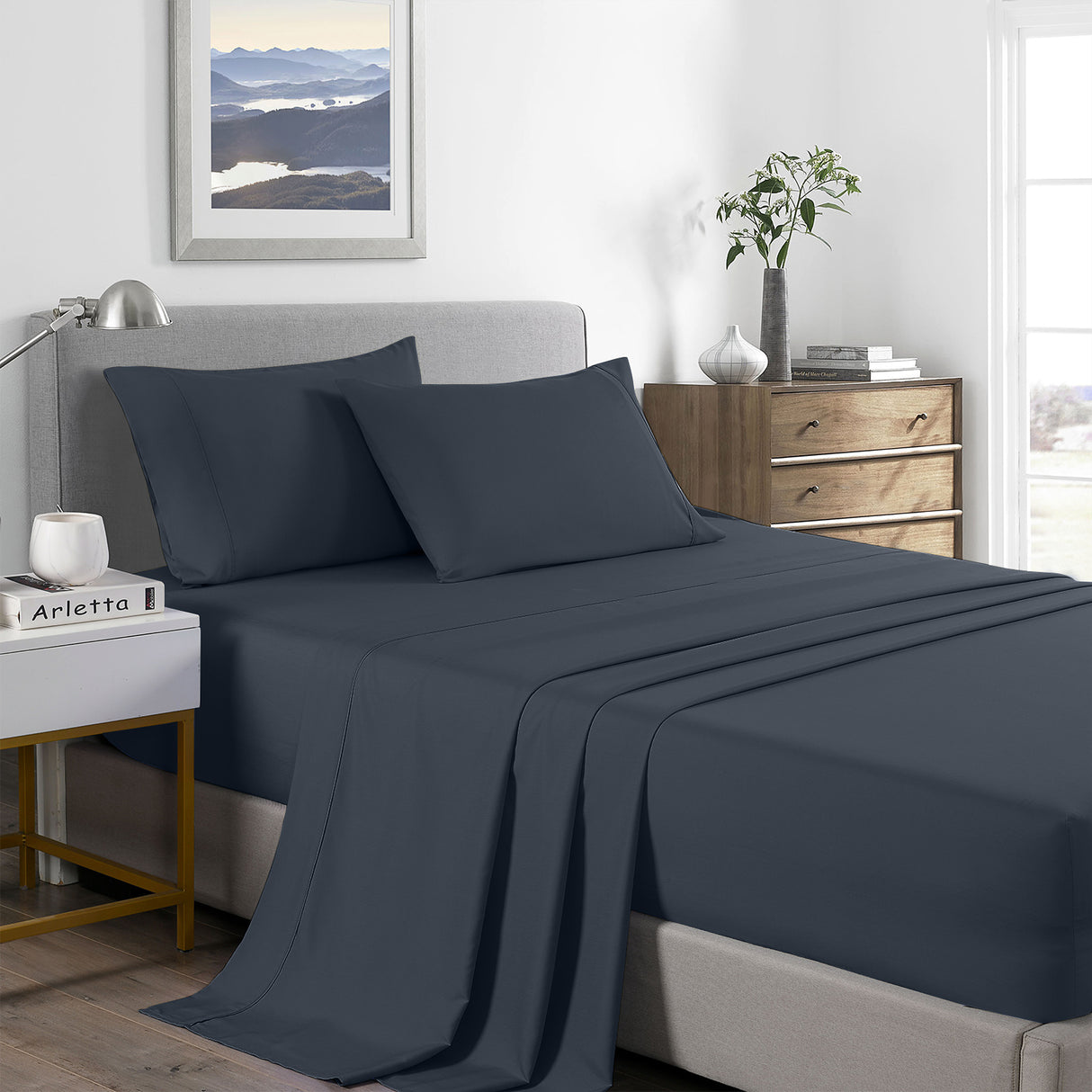 Royal Comfort Bamboo Cooling 2000TC Sheet Set King - Charcoal-1951134886156963840