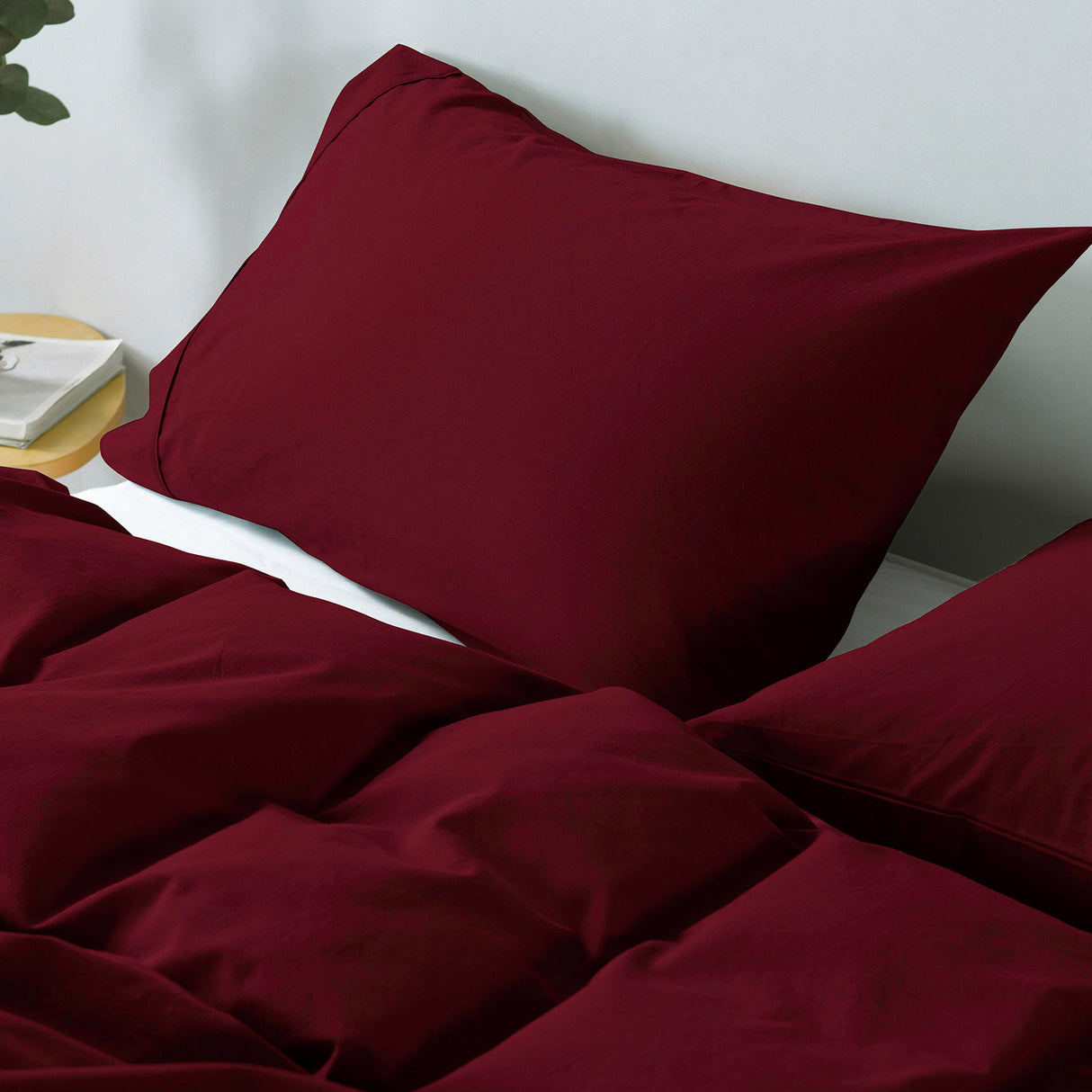 Royal Comfort Vintage Washed 100 % Cotton Quilt Cover Set Single - Mulled Wine-1951134831647789060