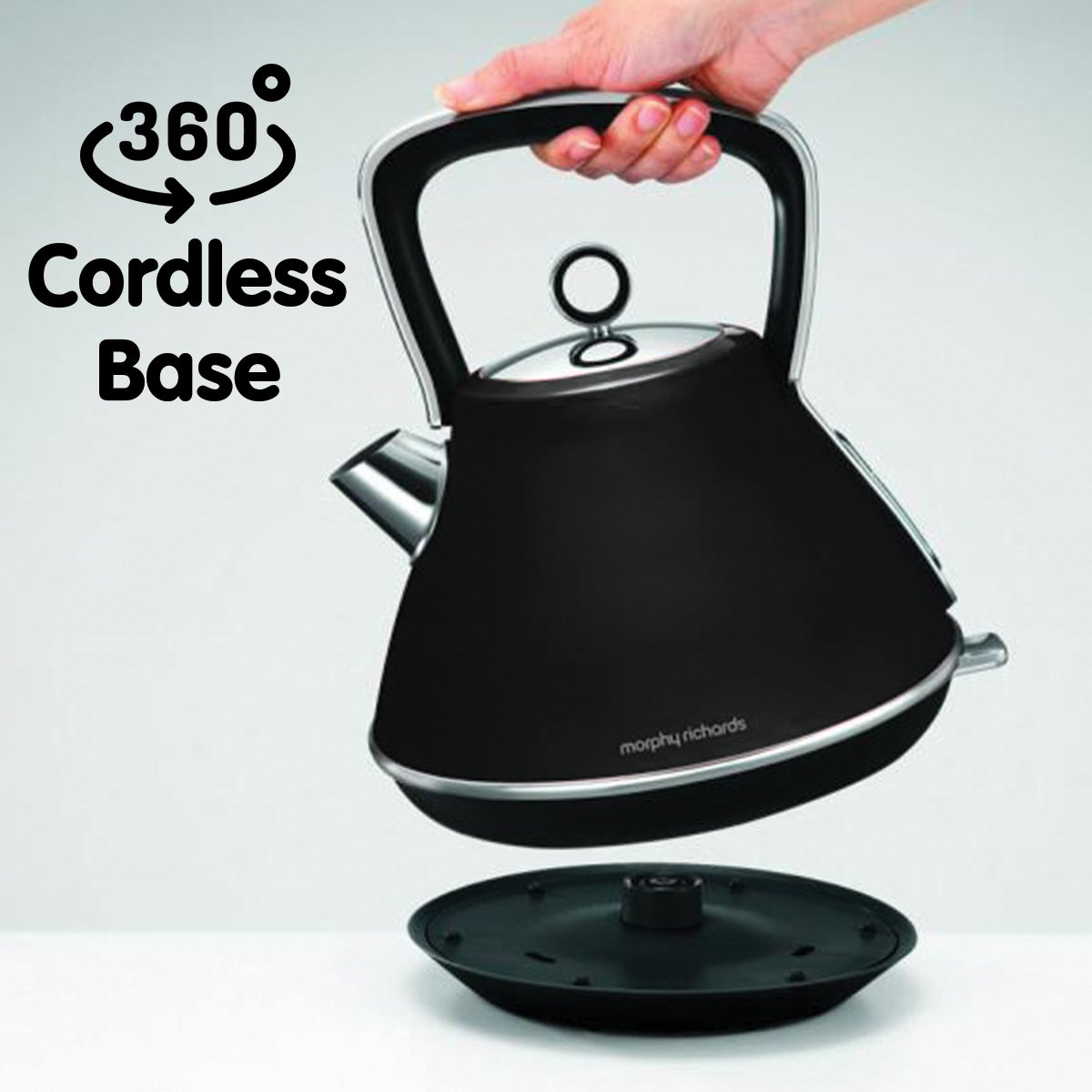 Morphy Richards Evoke 1.5L Black Pyramid Electric Kettle Black