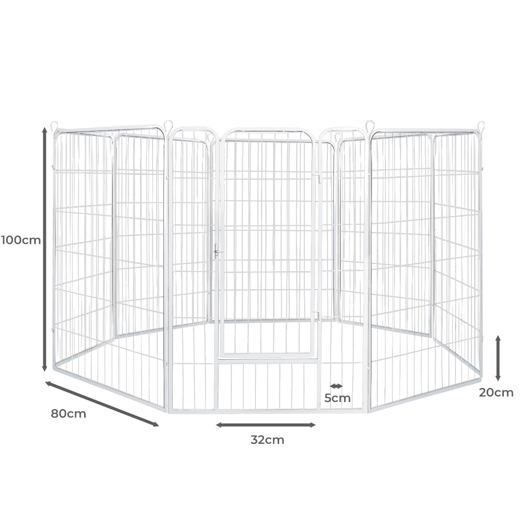 PaWz 8 Panel 40'' Pet Dog Playpen Puppy White 2.5kg Venison-2018816907372793858