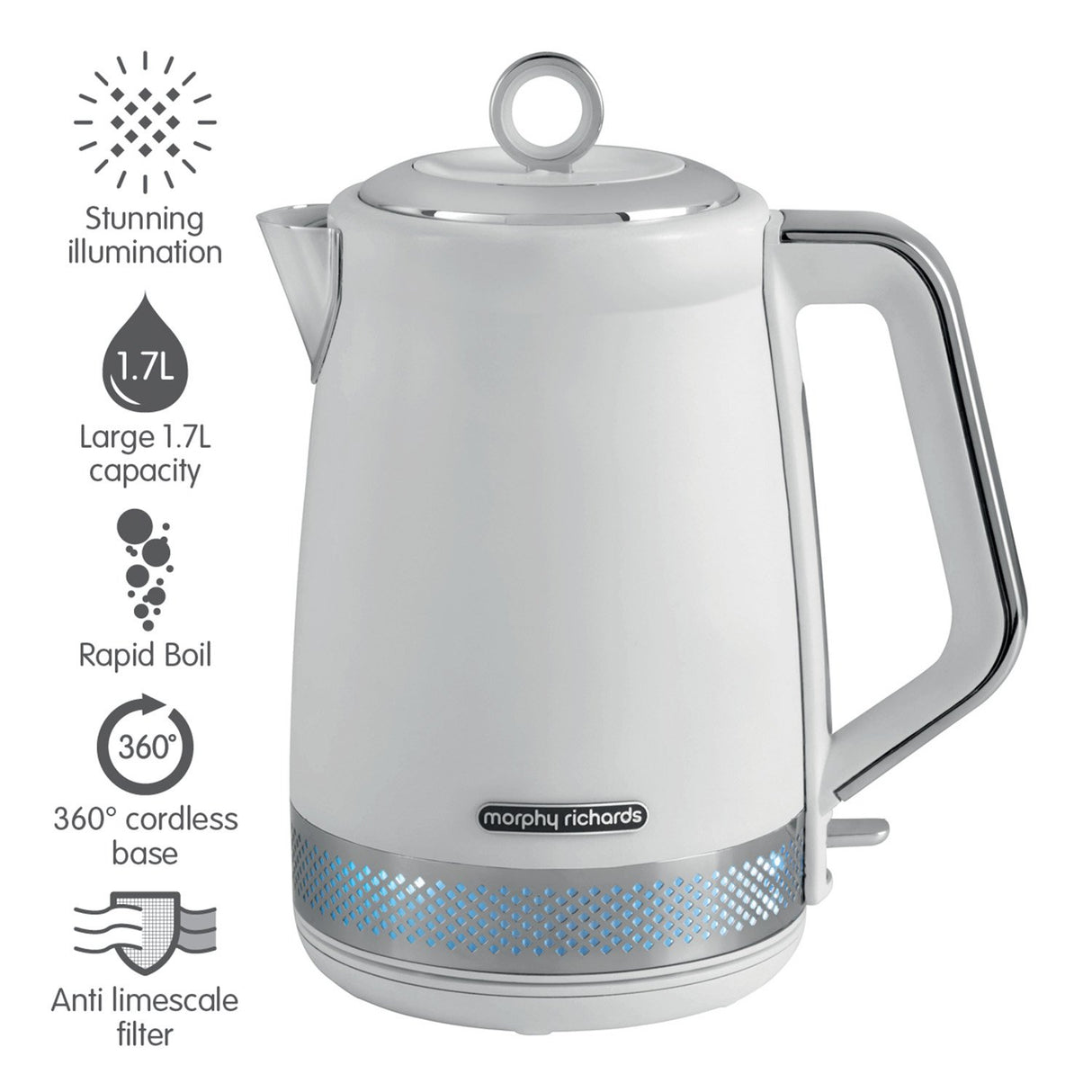 Morphy Richards 1.7L Illumination Jug Kettle - White