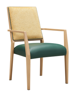 Rhyce Dining Chair Stackable. Faux Leather Seat. Backrest in Blue fabric2530. Many frame and fabric colours. plce your enquiry.