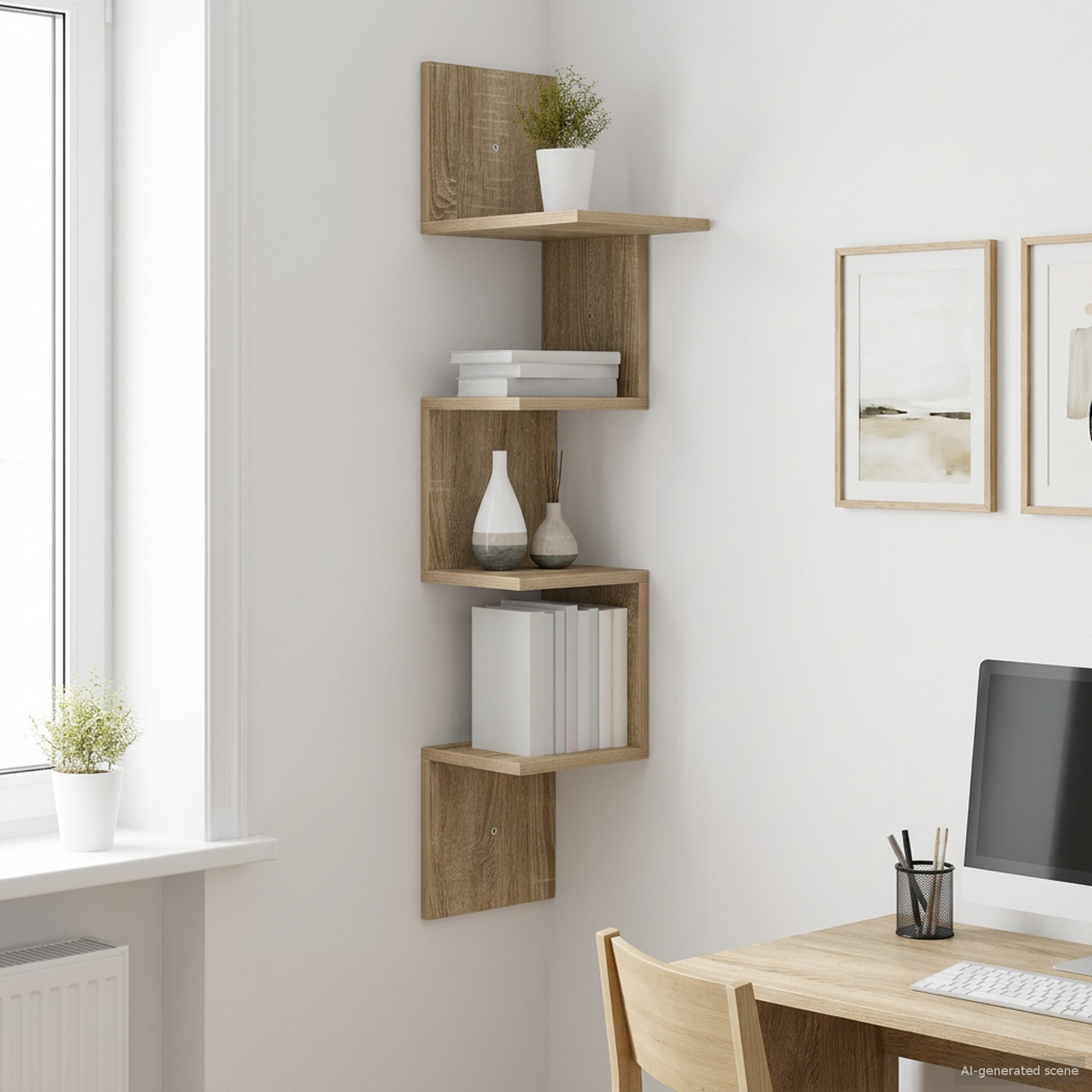 Wall Shelf Wall-Mounted Brown 32 x 21 x 107 cm Engineered Wood