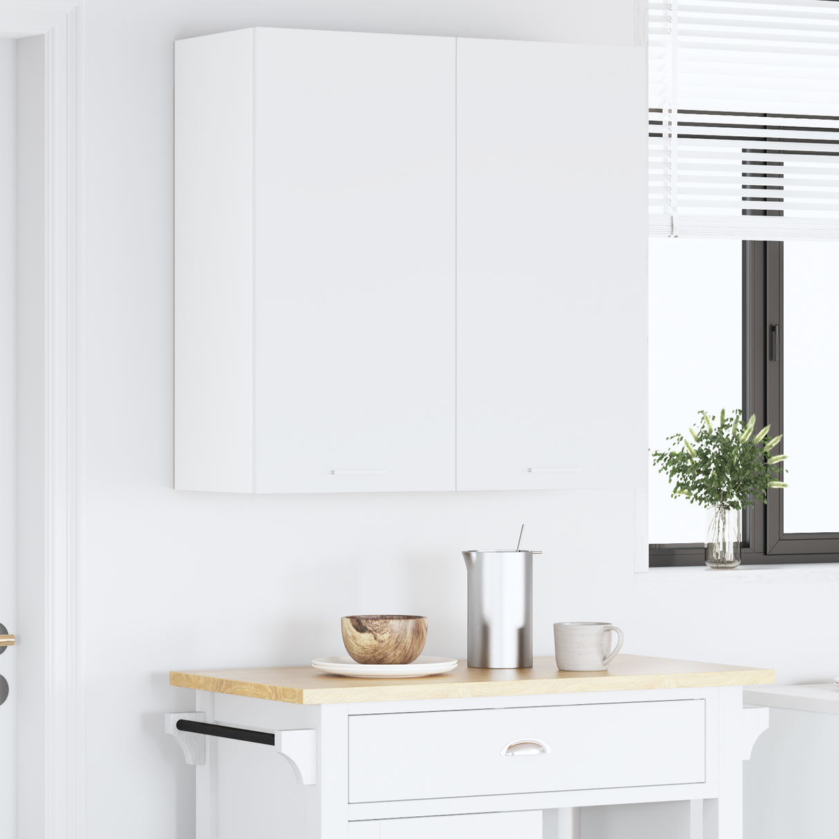 Hanging Cabinet with Door White 80 x 31 x 80 cm Engineered Wood