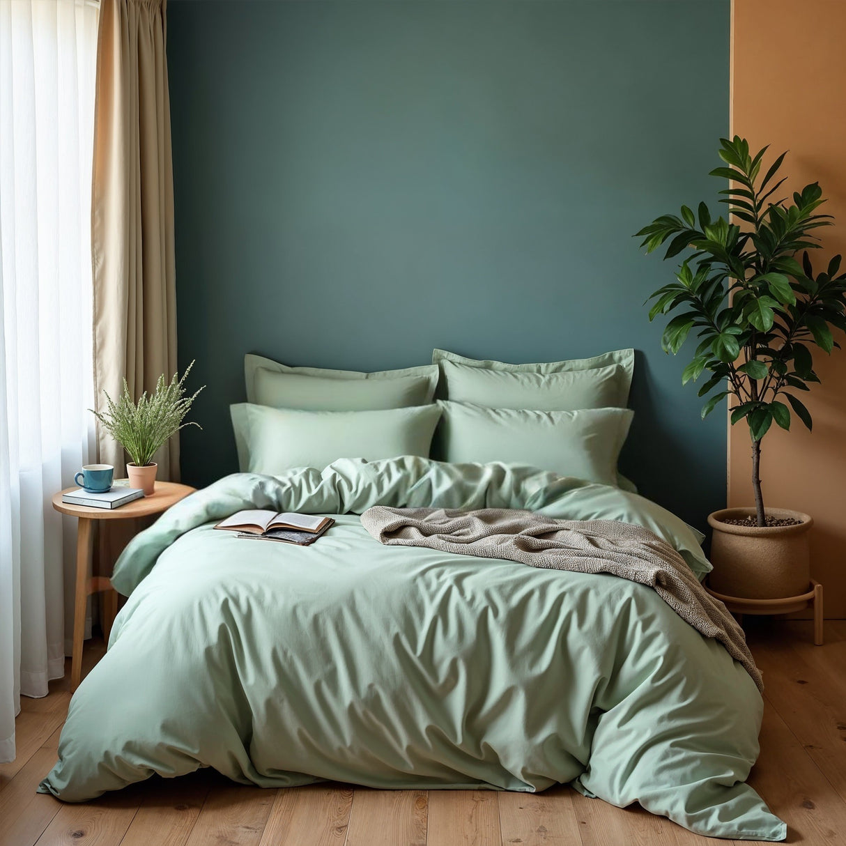 Royal Comfort 1000TC Cotton Blend Quilt Cover Set - King Green Mist-1951134822881693696