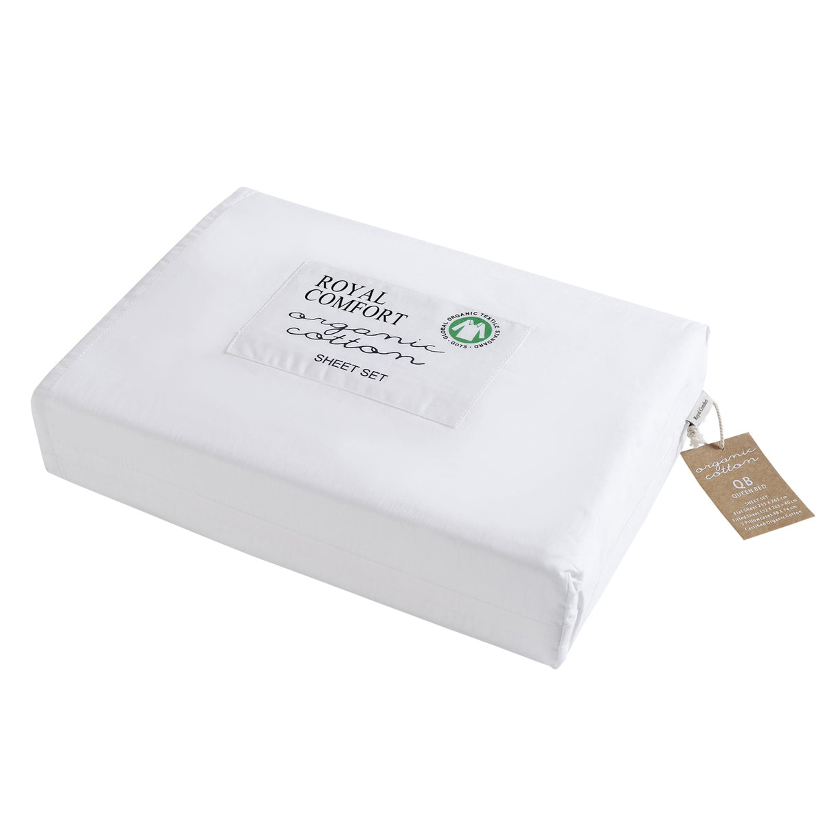 Royal Comfort - 250TC 100% Organic Cotton 4 Piece Sheet Set - King - White-1951134856150913025