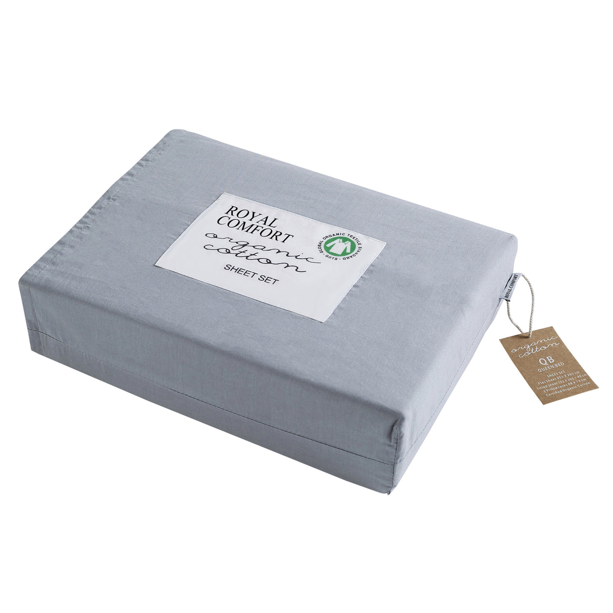 Royal Comfort - 250TC 100% Organic Cotton 4 Piece Sheet Set - King - Graphite-1951134856536788993