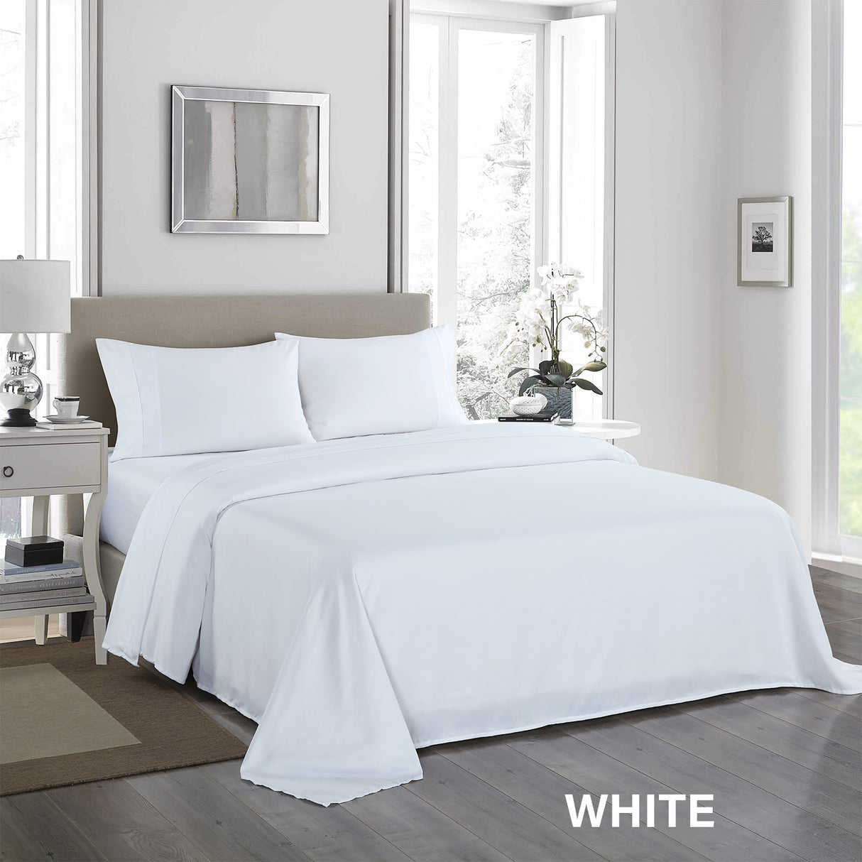 Royal Comfort 1200TC Ultrasoft 4 Piece Sheet Set - Double - White-1951134856884916229