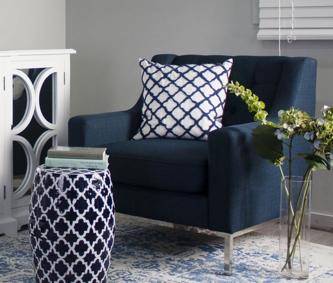 Quatrefoil Feather Cushion Moorish Embroidered 50x50cm 60% feather