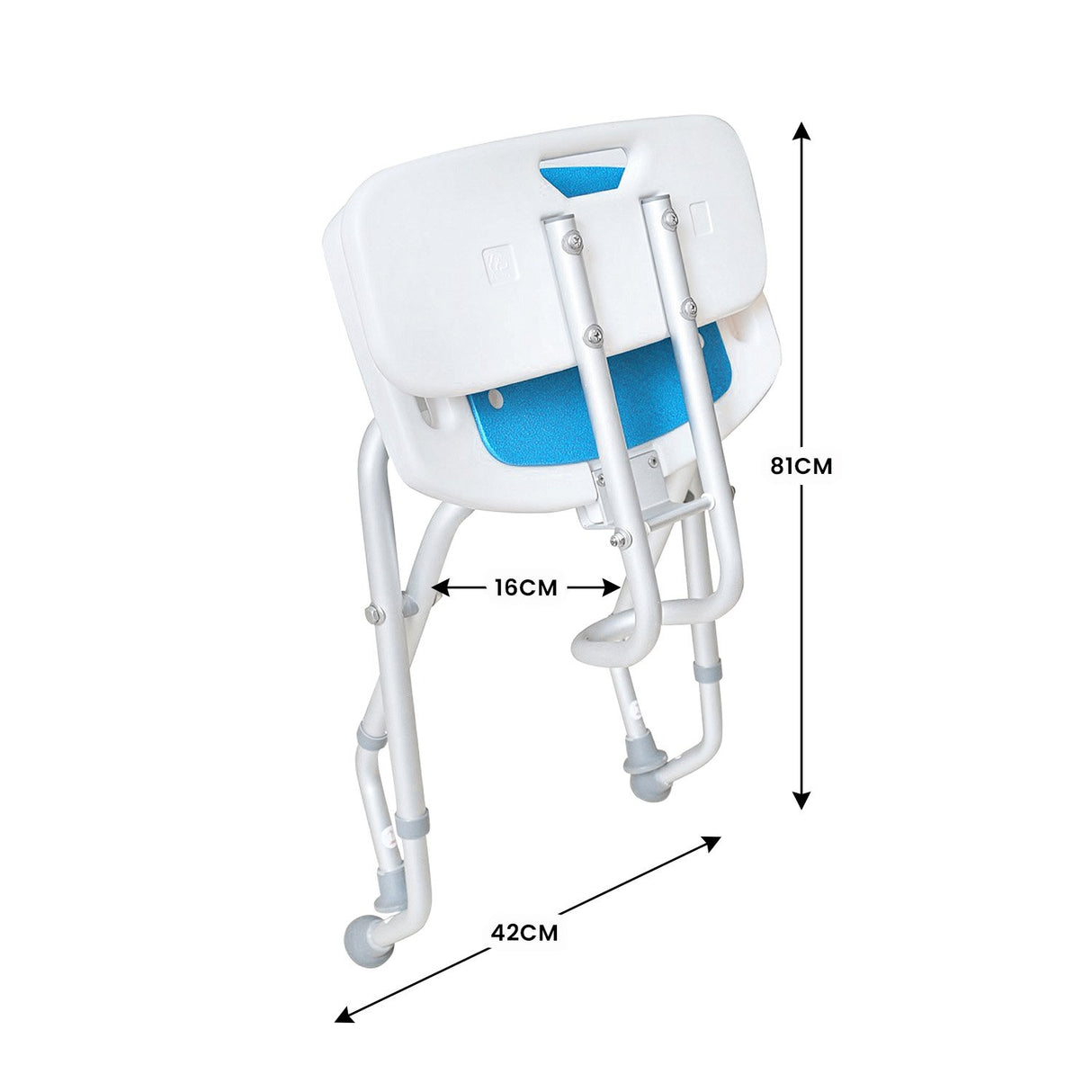 Orthonica Compact & Foldable Commode Shower Chair w/Height Adjustable Aluminium Frame Non Slip