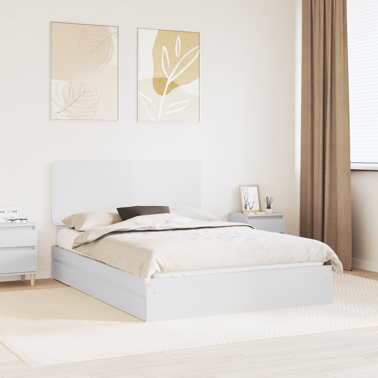 Storage Bed with Drawer White 150 x 200 cm Engineered Wood