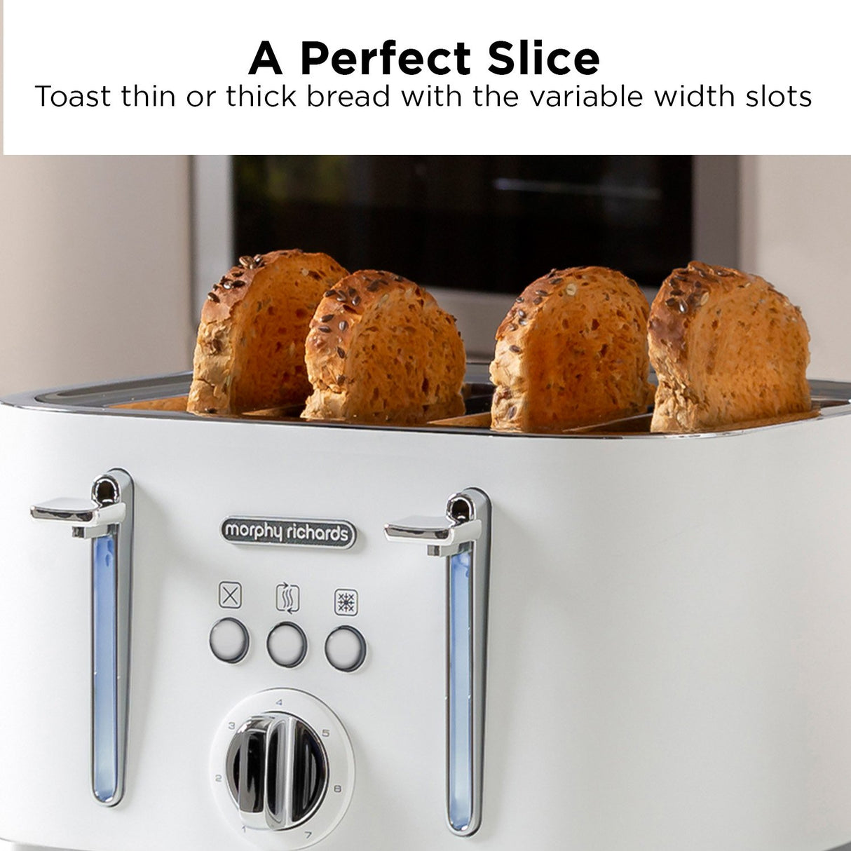 Morphy Richards Illumination 4 Slice 1800W Toaster - White