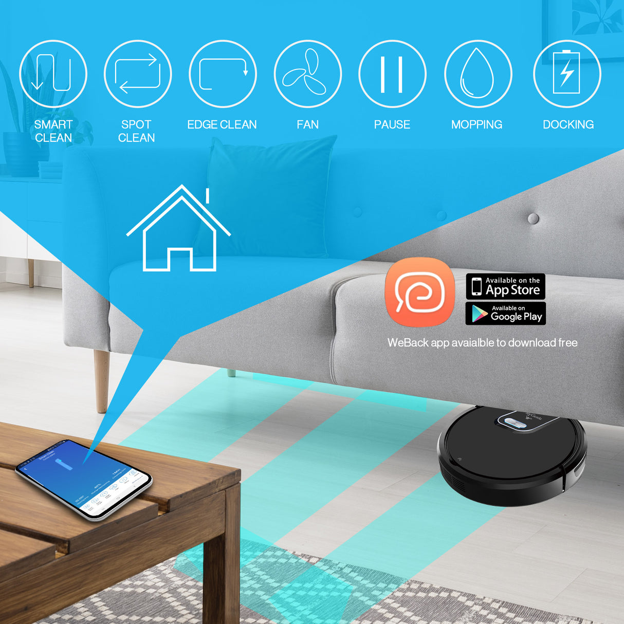 My Genie Gmax Wi-Fi Robotic Vacuum Cleaner - Black-1951134808054829057