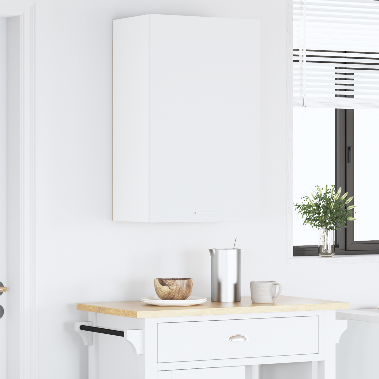 Hanging Cabinet with Door White 50 x 31 x 80 cm Engineered Wood