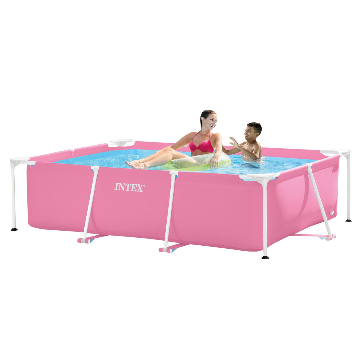 Intex Rectangular Metal Frame Pool 220 x 150cm - Pink