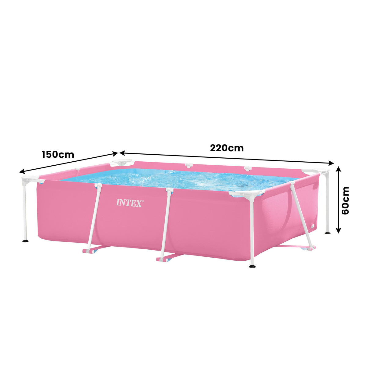 Intex Rectangular Metal Frame Pool 220 x 150cm - Pink