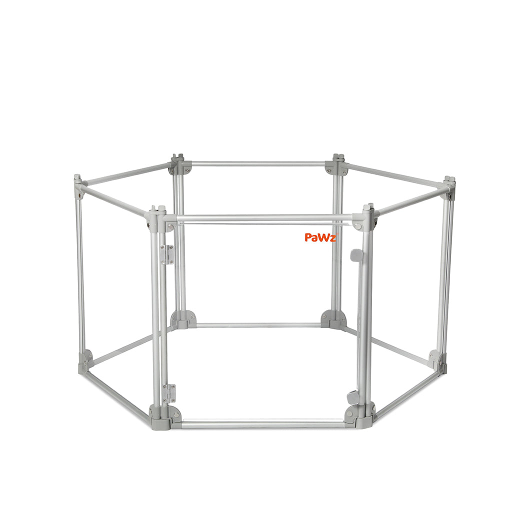 Pawz Pet Playpen Transparent Acrylic Clear Folding Dog Fence Kennel 6 Panel-2018816922480676865