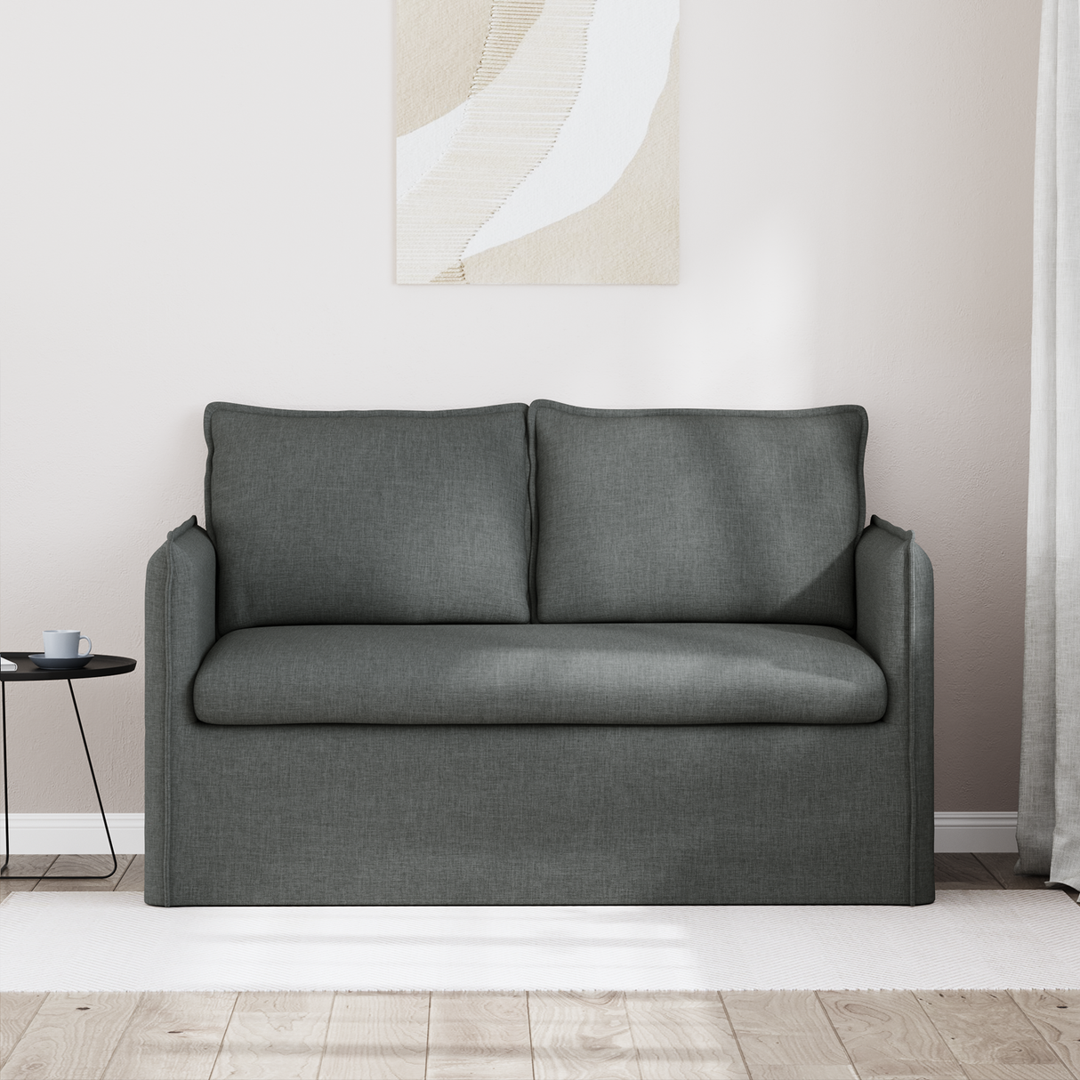 Sofa Dark Grey 136 x 82 x 85 cm Fabric