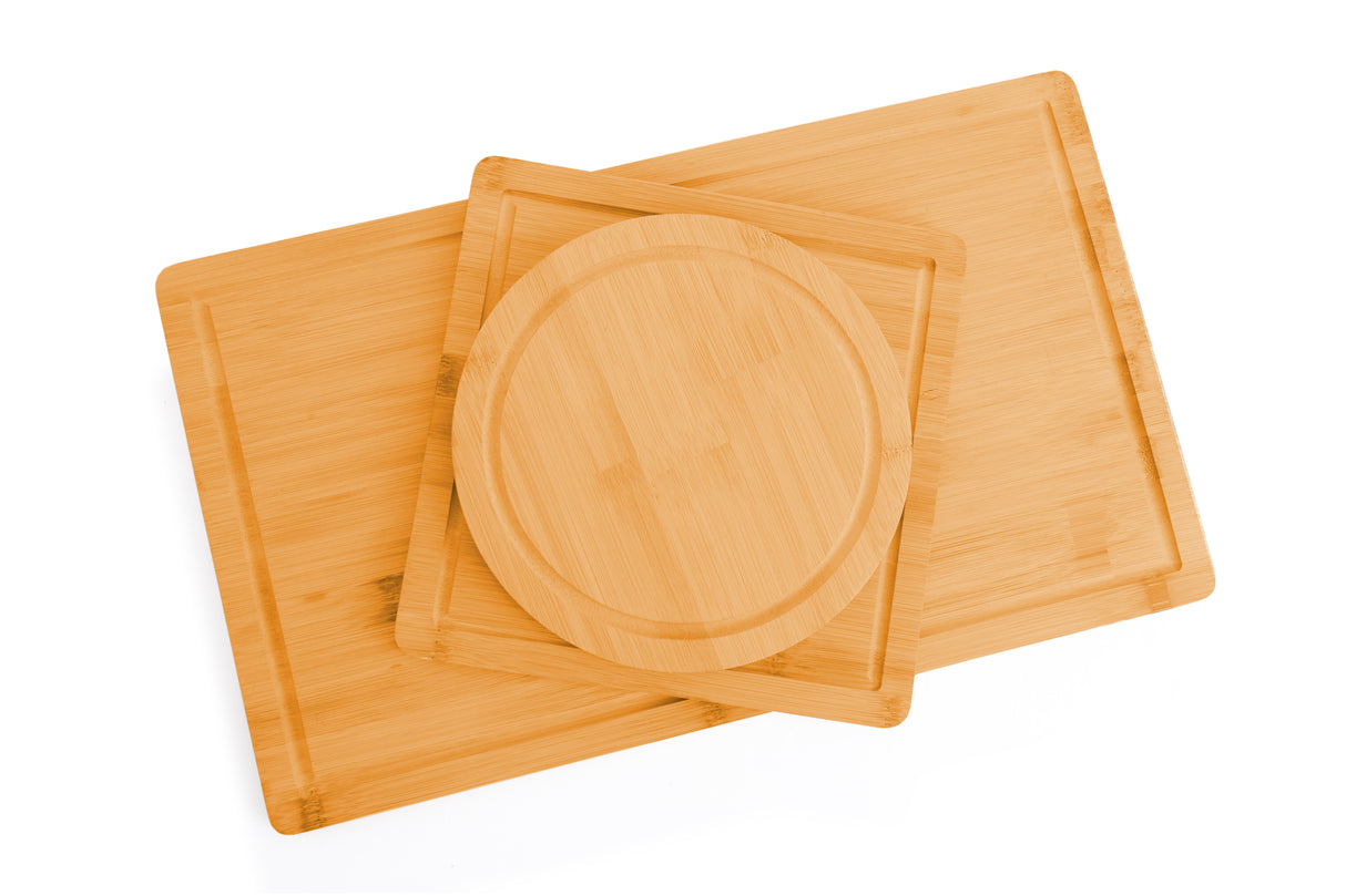 CARLA HOME 3 Pieces Bamboo Cutting Board with Juice Groove and Mobile Holder included for Home Kitchen-1992735302468374536