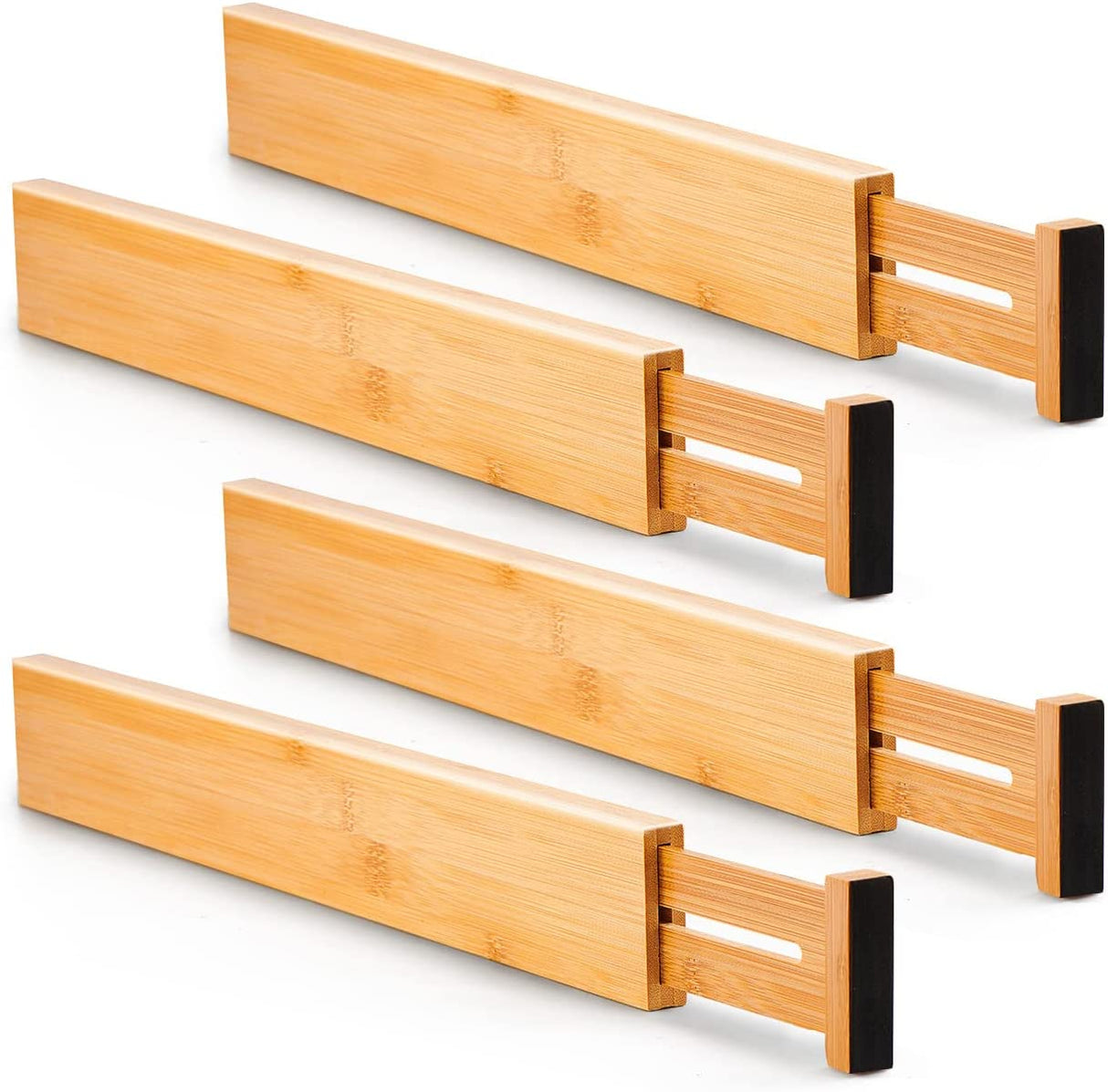CARLA HOME 4 Pack Bamboo Adjustable Kitchen Drawer Dividers (Large, 44-55 cm)-1978962236802207744