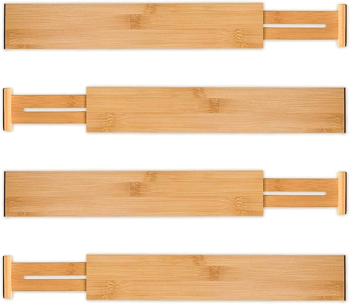CARLA HOME 4 Pack Bamboo Adjustable Kitchen Drawer Dividers (Large, 44-55 cm)-1978962236806402048