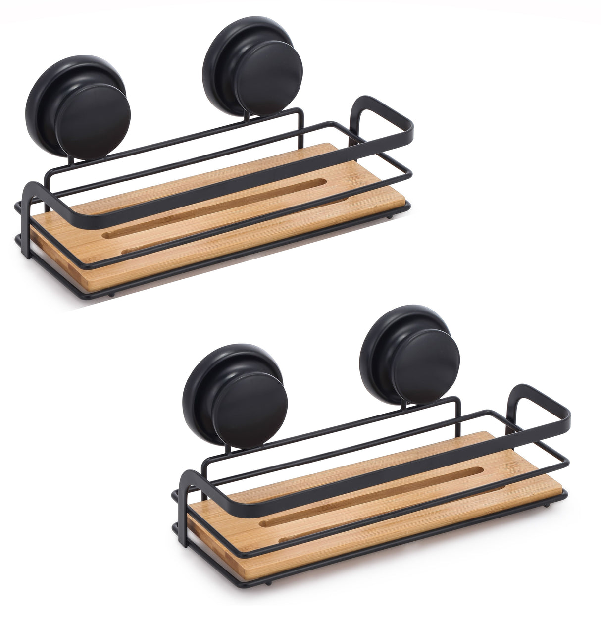 CARLA HOME 2 Pack Rectangular Bamboo Corner Shower Caddy Shelf Basket Rack with Premium Vacuum Suction Cup No-Drilling for Bathroom and Kitchen-1992735301767925760
