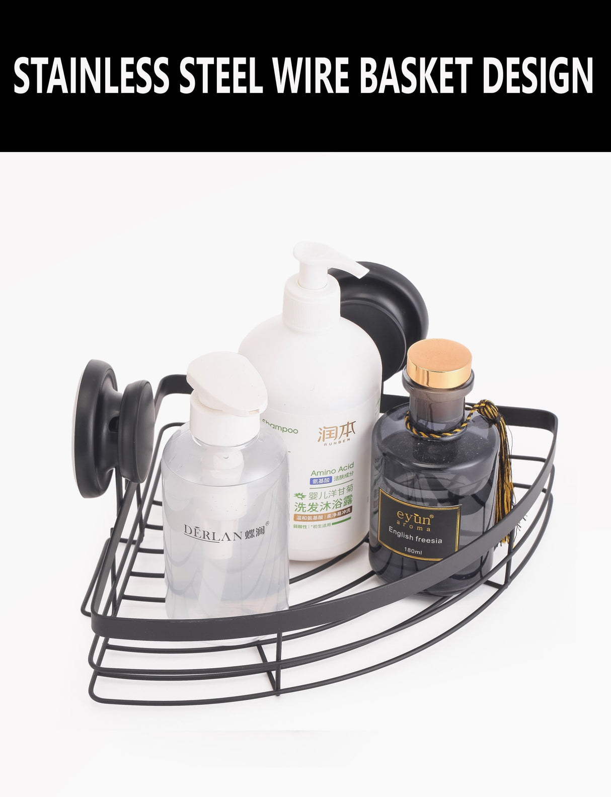 CARLA HOME 2 Pack Round Corner Shower Caddy Shelf Basket Rack with Premium Vacuum Suction Cup No-Drilling for Bathroom and Kitchen-1992735300270559234