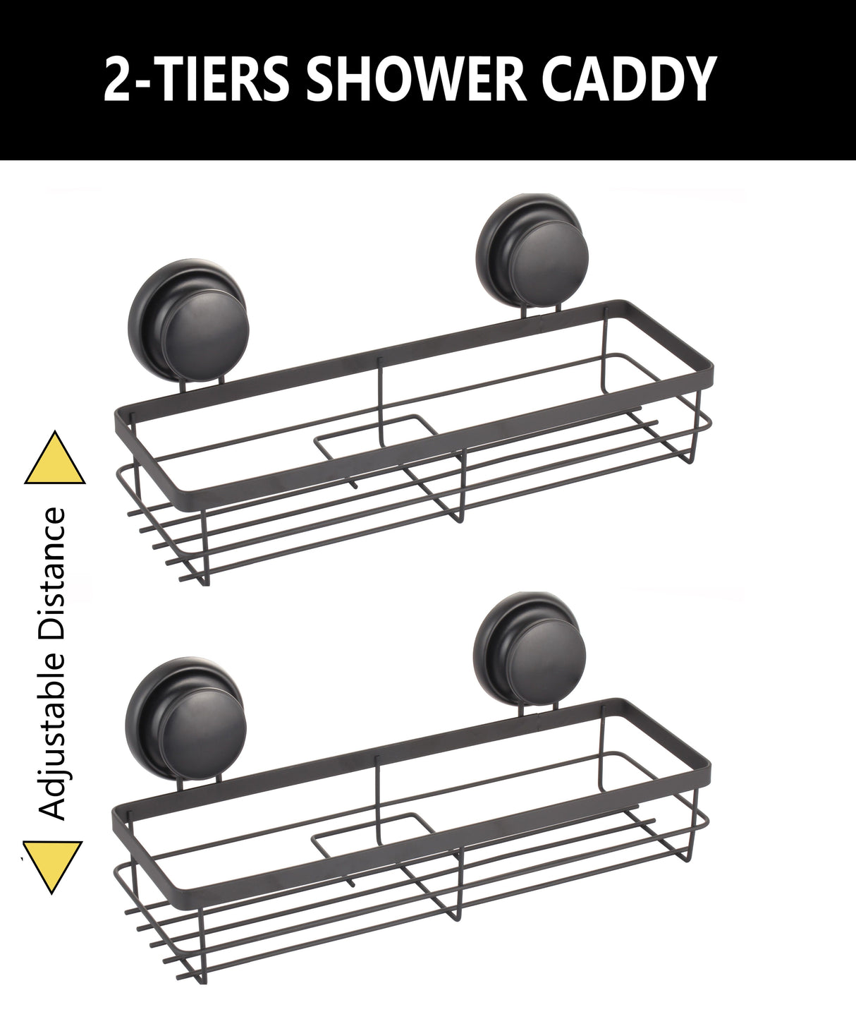 CARLA HOME 2 Pack Rectangular Corner Shower Caddy Shelf Basket Rack with Premium Vacuum Suction Cup No-Drilling for Bathroom and Kitchen-1992735303034605570
