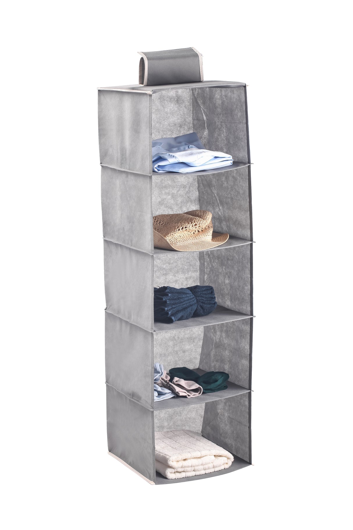 CARLA HOME 5 Tier Shelf Hanging Closet Organizer and Storage for Clothes (Grey)-1978962238370877440