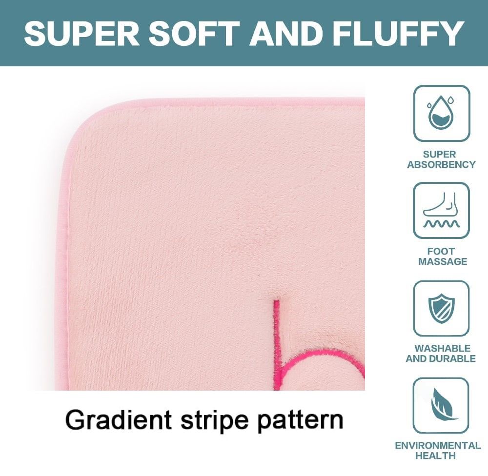 CARLA HOME Extra Thick Memory Foam & Super Comfort Bath Rug Mat for Bathroom (60 x 40 cm, Pink)-1992735299377172485