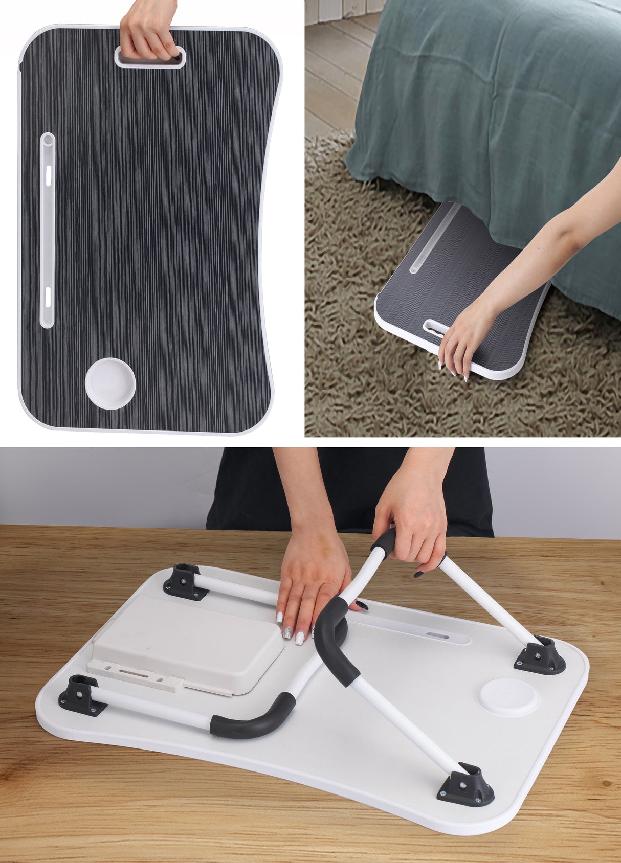 CARLA HOME Laptop Bed Desk with Storage and foldable legs for Adults, Kids & Home Office-1992735285468860423