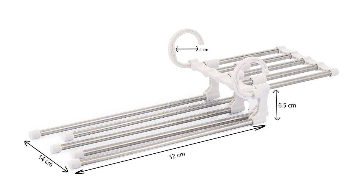 CARLA HOME 2 Pack Stainless Steel Adjustable 5 in 1 Pants Hangers Non-Slip Space Saving for Home Storage-1992735284936183817