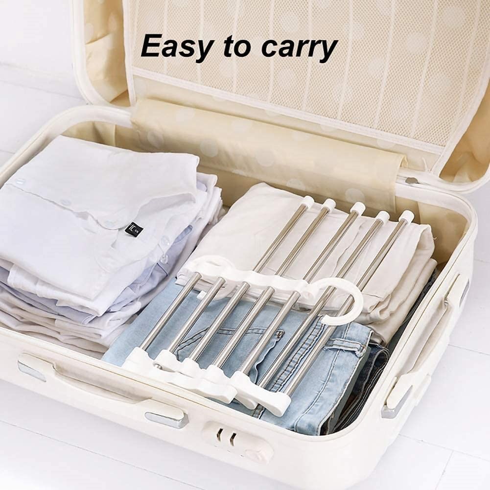 CARLA HOME 2 Pack Stainless Steel Adjustable 5 in 1 Pants Hangers Non-Slip Space Saving for Home Storage-1992735284936183812