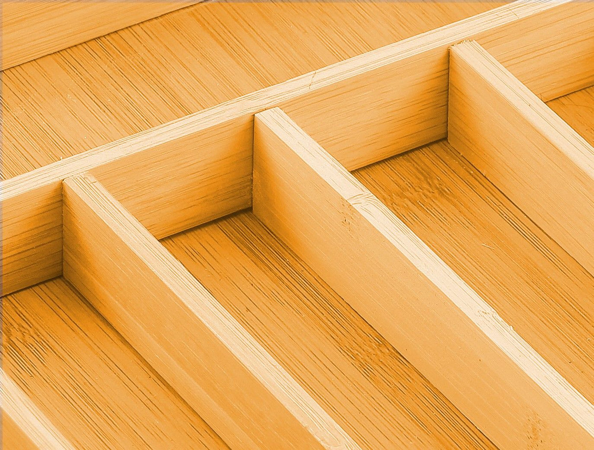 2 Pack Large Capacity Bamboo Expandable Drawer Organizer with Knife Block Holder for Home Kitchen Utensils-1978962241122340871