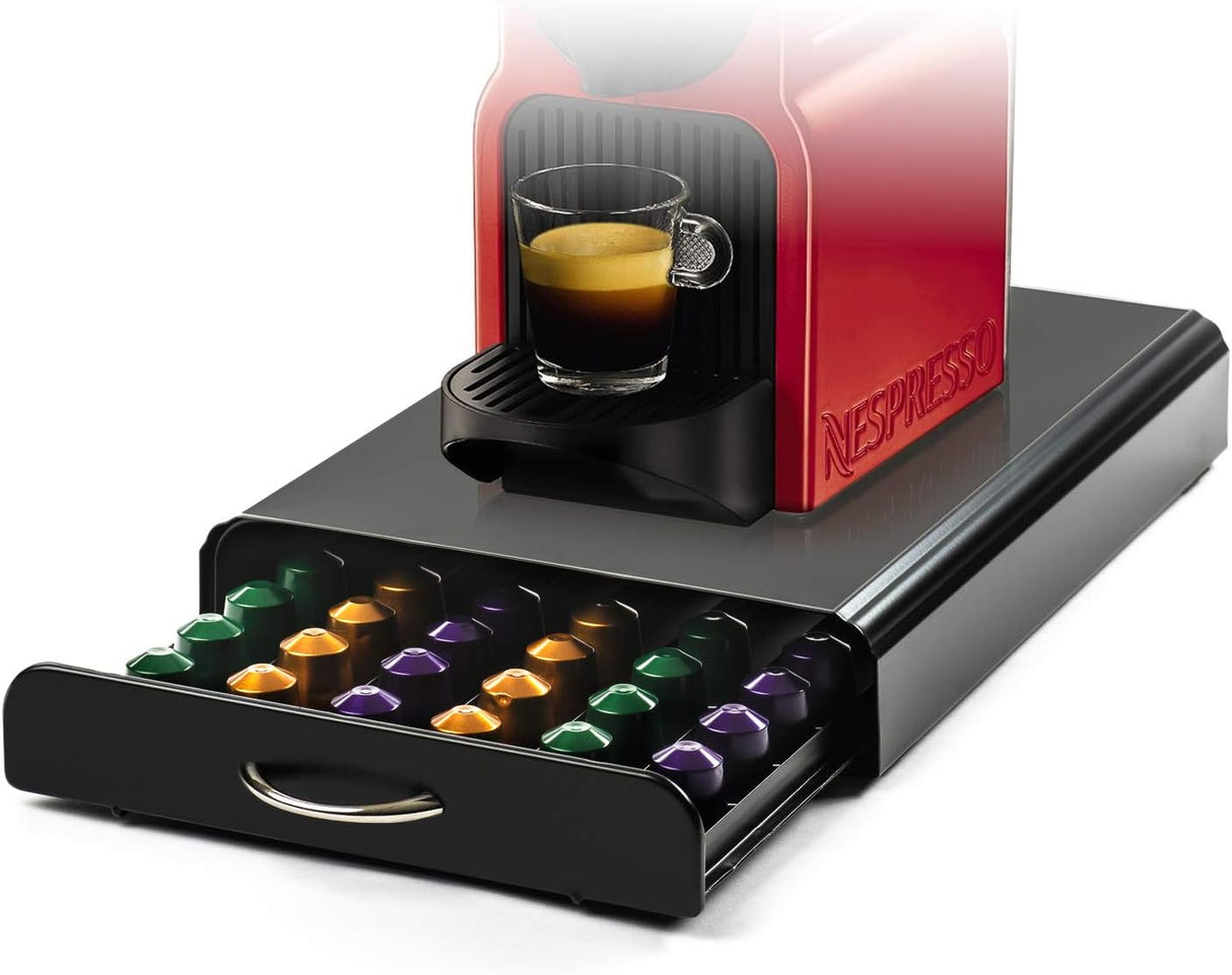 CARLA HOME Coffee Pods Holder Storage Drawer Compatible with 60 Nespresso Pods for Kitchen Storage & Organisation, Nespresso Pod Holder Coffee Machine for Home Storage (Black)-1992735291420577792