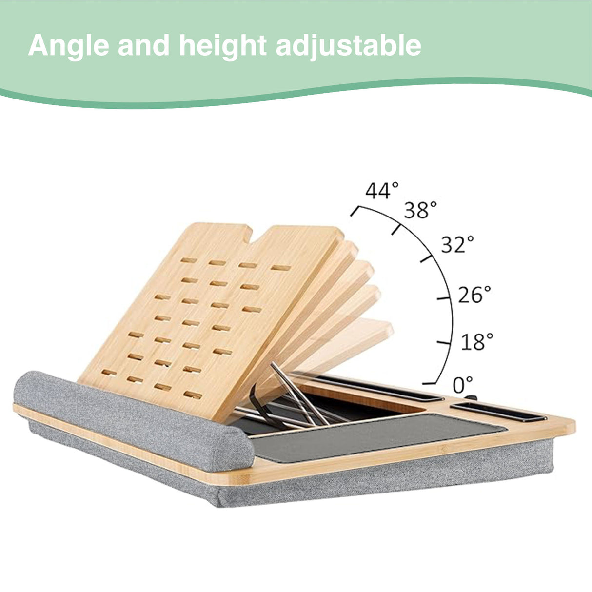 CARLA HOME Bamboo Laptop Lap Desk with Cushion and Angle Adjustable for Office and Home-1992735290208423940